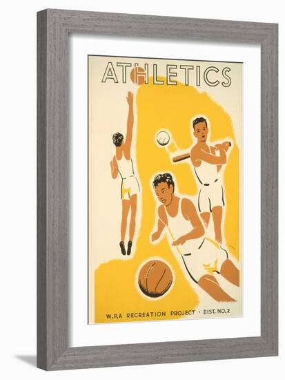 Wpa Athletics Poster-null-Framed Premium Giclee Print