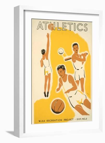 Wpa Athletics Poster-null-Framed Premium Giclee Print