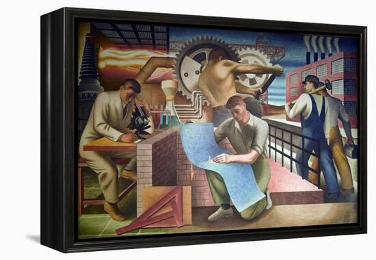 Wpa Mural. Mural by Charles Klauder Ca, 1940. Located in the Cohen Building Washington D.C-null-Framed Stretched Canvas