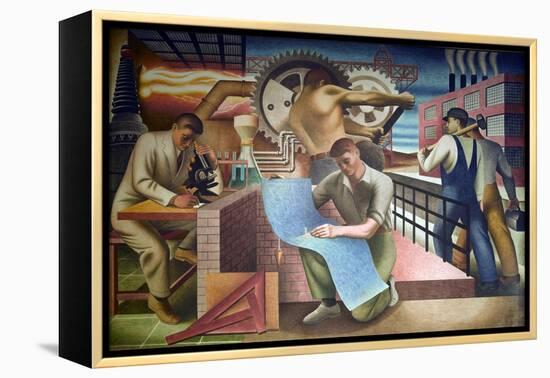 Wpa Mural. Mural by Charles Klauder Ca, 1940. Located in the Cohen Building Washington D.C-null-Framed Stretched Canvas