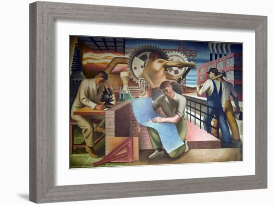 Wpa Mural. Mural by Charles Klauder Ca, 1940. Located in the Cohen Building Washington D.C-null-Framed Art Print