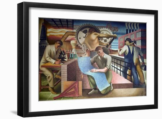 Wpa Mural. Mural by Charles Klauder Ca, 1940. Located in the Cohen Building Washington D.C-null-Framed Art Print