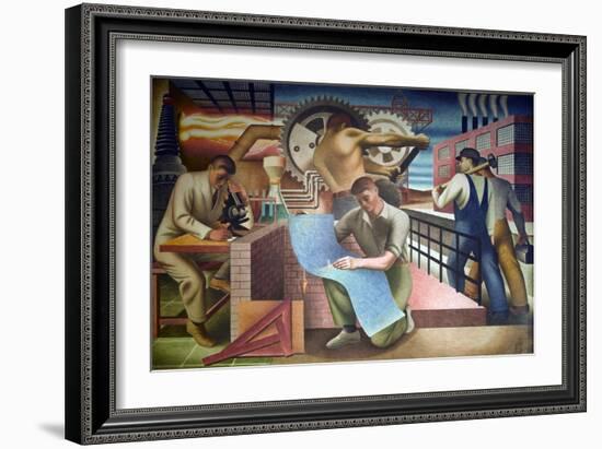 Wpa Mural. Mural by Charles Klauder Ca, 1940. Located in the Cohen Building Washington D.C-null-Framed Art Print