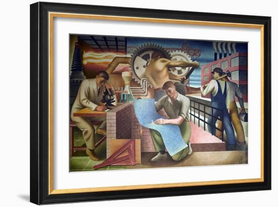 Wpa Mural. Mural by Charles Klauder Ca, 1940. Located in the Cohen Building Washington D.C-null-Framed Art Print