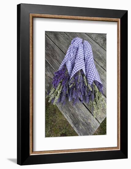 Wrapped Bouquets of Dried Lavender at Lavender Festival, Sequim, Washington, USA-Merrill Images-Framed Photographic Print