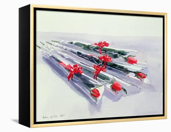 Wrapped Roses, 1987 (W/C on Paper)-Lucy Willis-Framed Premier Image Canvas