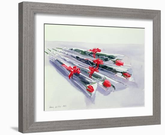 Wrapped Roses, 1987 (W/C on Paper)-Lucy Willis-Framed Giclee Print