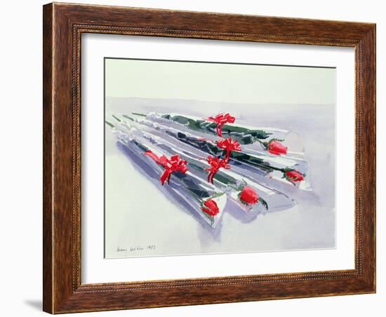 Wrapped Roses, 1987 (W/C on Paper)-Lucy Willis-Framed Giclee Print