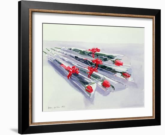 Wrapped Roses, 1987 (W/C on Paper)-Lucy Willis-Framed Giclee Print