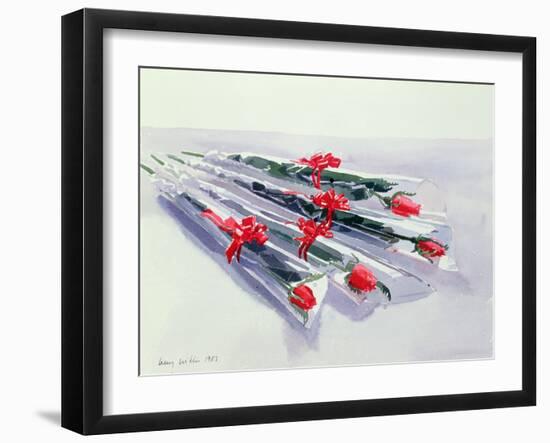 Wrapped Roses, 1987 (W/C on Paper)-Lucy Willis-Framed Giclee Print