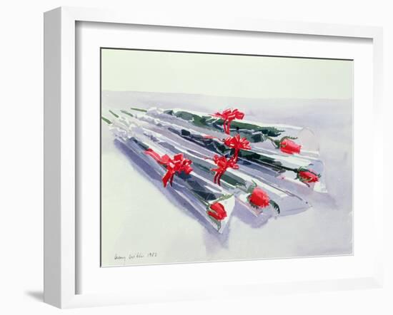 Wrapped Roses, 1987 (W/C on Paper)-Lucy Willis-Framed Giclee Print