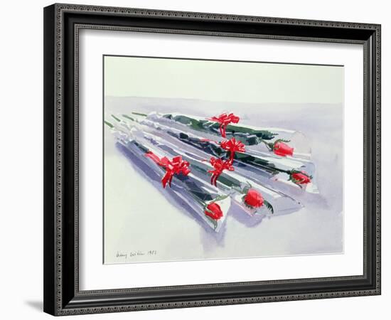 Wrapped Roses, 1987 (W/C on Paper)-Lucy Willis-Framed Giclee Print