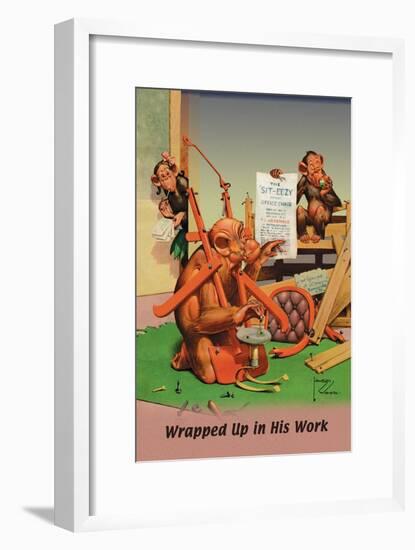 Wrapped Up in His Work-Lawson Wood-Framed Art Print