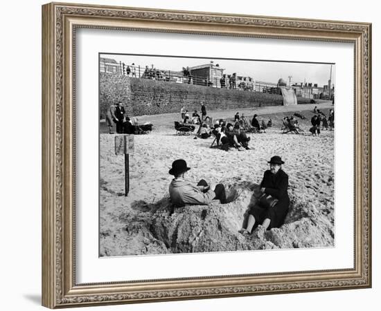 Wrapping Up Against the Cold on Blackpool Beach-Ian Smith-Framed Photographic Print