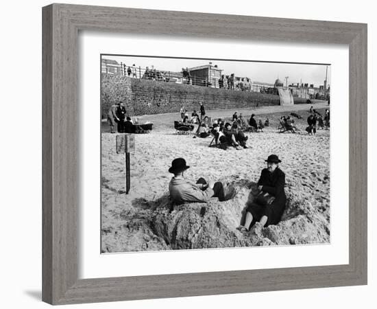 Wrapping Up Against the Cold on Blackpool Beach-Ian Smith-Framed Photographic Print