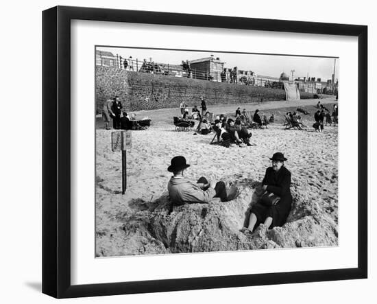 Wrapping Up Against the Cold on Blackpool Beach-Ian Smith-Framed Photographic Print