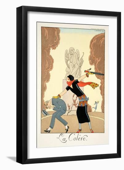 Wrath, from 'Falbalas and Fanfreluches, Almanach des Modes Présentes, Passées et Futures', 1925-Georges Barbier-Framed Giclee Print