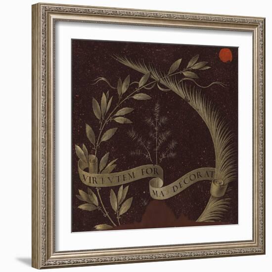 Wreath of Laurel, Palm, and Juniper with a Scroll Inscribed Virtutem Forma Decorat, C.1474-78 (Temp-Leonardo Da Vinci-Framed Giclee Print