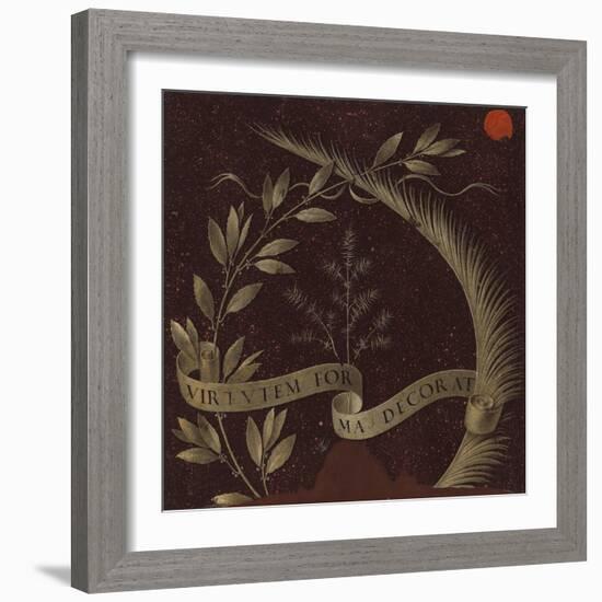 Wreath of Laurel, Palm, and Juniper with a Scroll Inscribed Virtutem Forma Decorat, C.1474-78 (Temp-Leonardo Da Vinci-Framed Giclee Print