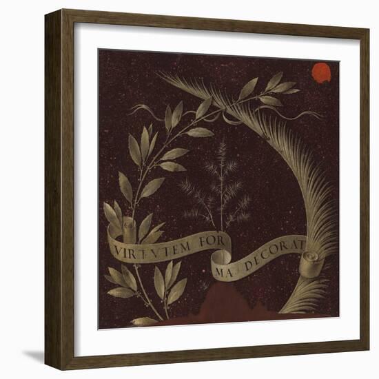 Wreath of Laurel, Palm, and Juniper with a Scroll Inscribed Virtutem Forma Decorat, C.1474-78 (Temp-Leonardo Da Vinci-Framed Giclee Print