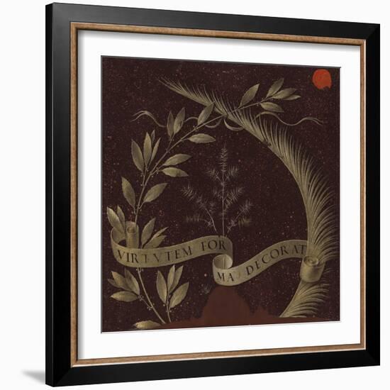 Wreath of Laurel, Palm, and Juniper with a Scroll Inscribed Virtutem Forma Decorat, C.1474-78 (Temp-Leonardo Da Vinci-Framed Giclee Print