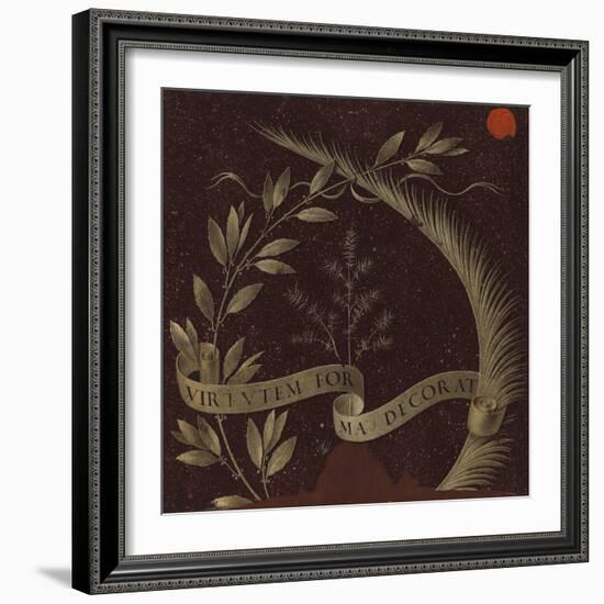 Wreath of Laurel, Palm, and Juniper with a Scroll Inscribed Virtutem Forma Decorat, C.1474-78 (Temp-Leonardo Da Vinci-Framed Giclee Print