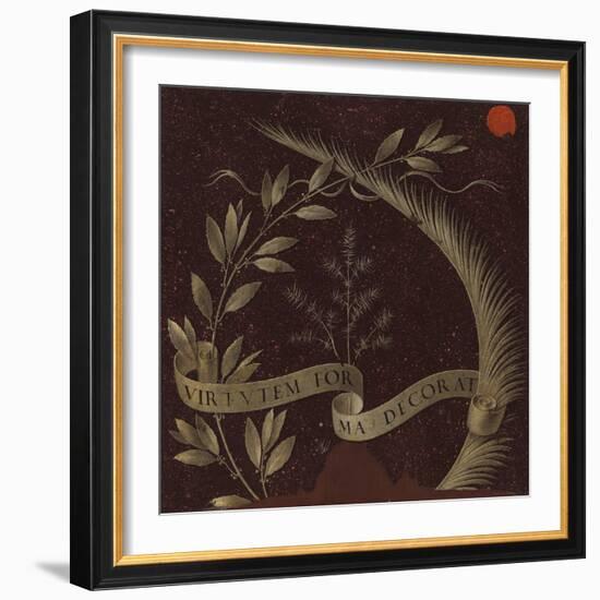 Wreath of Laurel, Palm, and Juniper with a Scroll Inscribed Virtutem Forma Decorat, C.1474-78 (Temp-Leonardo Da Vinci-Framed Giclee Print