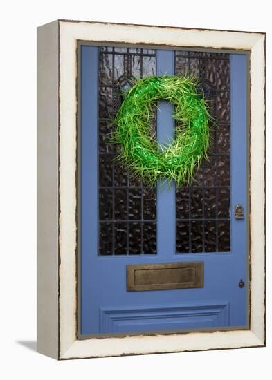 Wreath on Front Door of Edwardian House, London-Richard Bryant-Framed Stretched Canvas