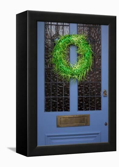 Wreath on Front Door of Edwardian House, London-Richard Bryant-Framed Stretched Canvas