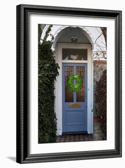 Wreath on Front Door of Edwardian House, London-Richard Bryant-Framed Photo