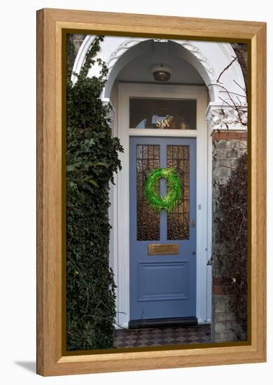 Wreath on Front Door of Edwardian House, London-Richard Bryant-Framed Stretched Canvas