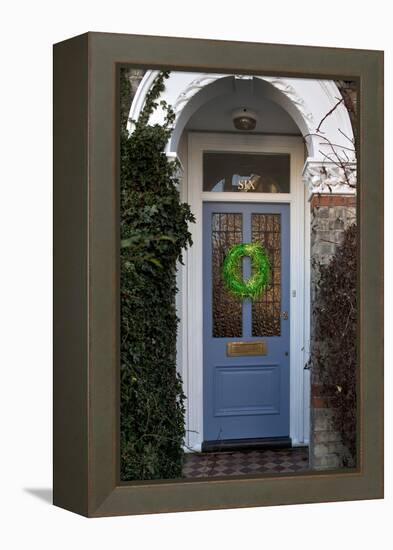 Wreath on Front Door of Edwardian House, London-Richard Bryant-Framed Stretched Canvas