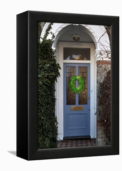 Wreath on Front Door of Edwardian House, London-Richard Bryant-Framed Stretched Canvas