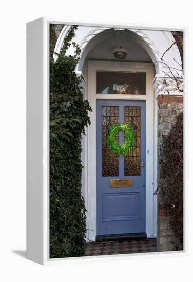 Wreath on Front Door of Edwardian House, London-Richard Bryant-Framed Stretched Canvas