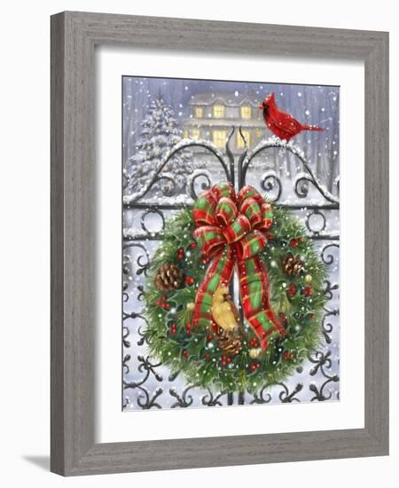 Wreath on Gate with Red Robbon-MAKIKO-Framed Giclee Print