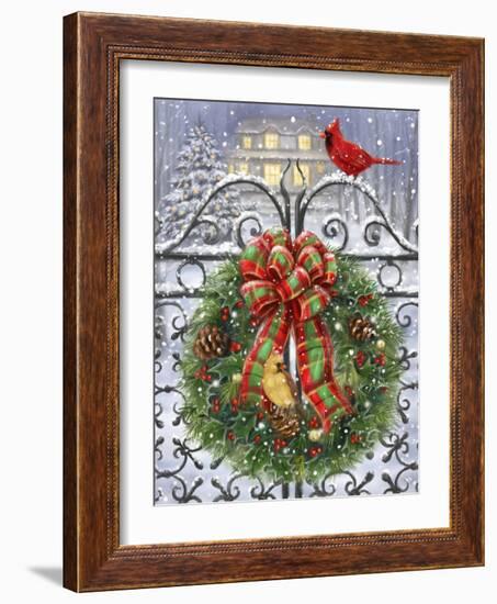 Wreath on Gate with Red Robbon-MAKIKO-Framed Giclee Print