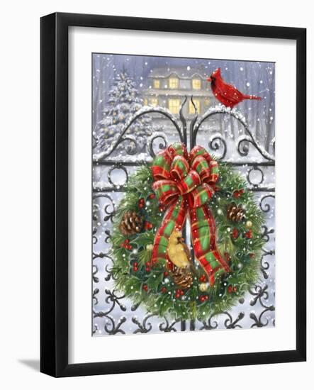 Wreath on Gate with Red Robbon-MAKIKO-Framed Giclee Print