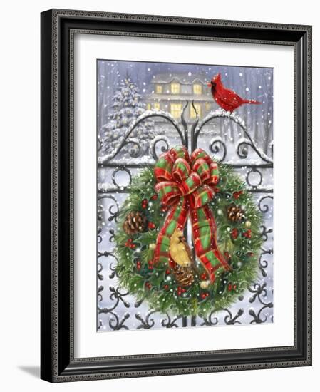 Wreath on Gate with Red Robbon-MAKIKO-Framed Giclee Print