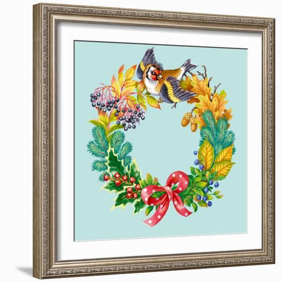 Wreath with Bird-Olga Kovaleva-Framed Giclee Print