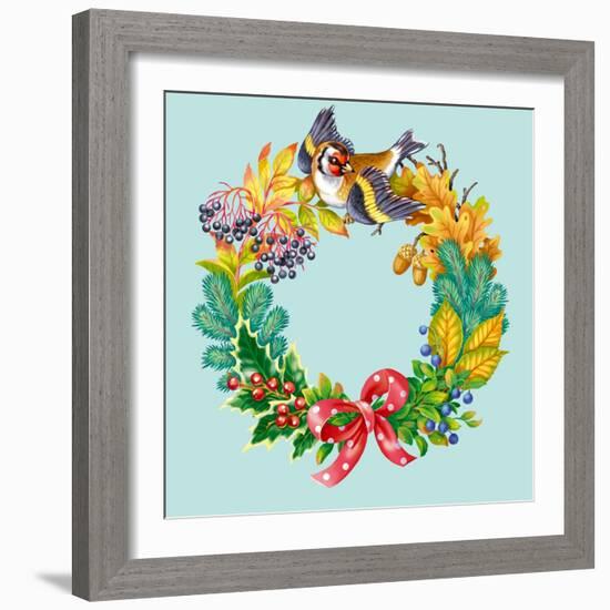 Wreath with Bird-Olga Kovaleva-Framed Giclee Print