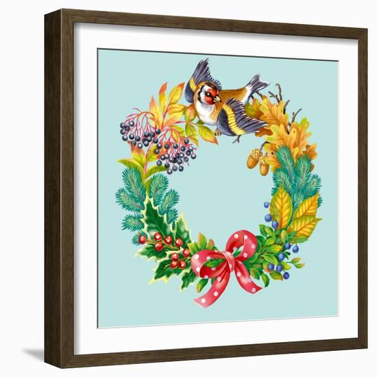 Wreath with Bird-Olga Kovaleva-Framed Giclee Print