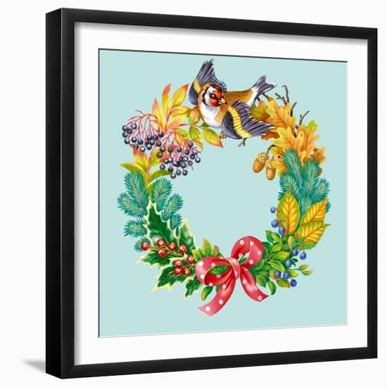 Wreath with Bird-Olga Kovaleva-Framed Giclee Print