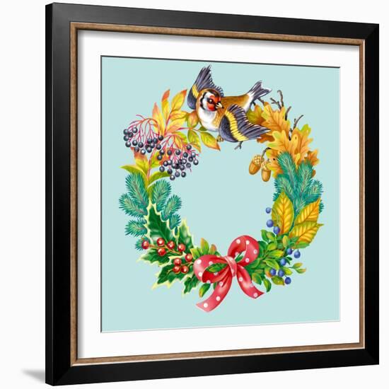 Wreath with Bird-Olga Kovaleva-Framed Giclee Print