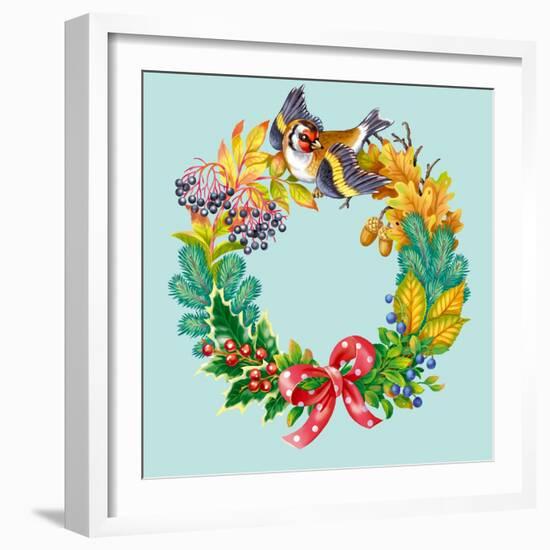 Wreath with Bird-Olga Kovaleva-Framed Giclee Print