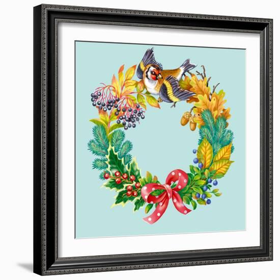 Wreath with Bird-Olga Kovaleva-Framed Giclee Print