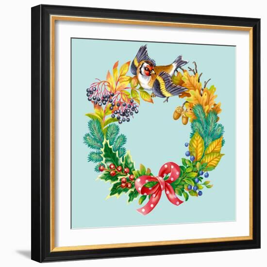 Wreath with Bird-Olga Kovaleva-Framed Giclee Print