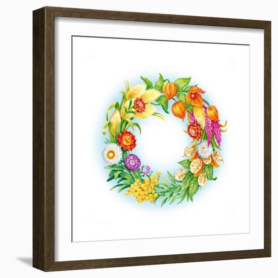 Wreath with Dried Flowers-Olga Kovaleva-Framed Giclee Print