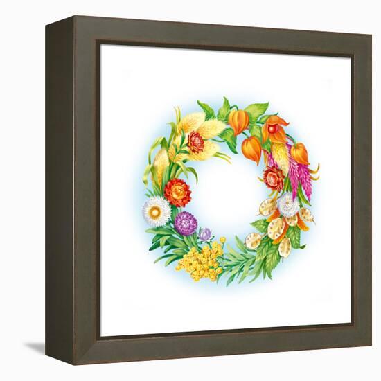 Wreath with Dried Flowers-Olga Kovaleva-Framed Premier Image Canvas