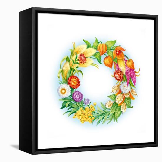 Wreath with Dried Flowers-Olga Kovaleva-Framed Premier Image Canvas