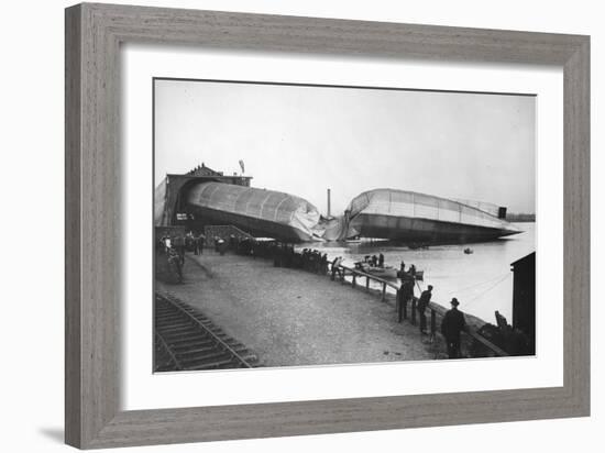 Wreck of Britain's Greatest Airship, the Mayfly, at Barrow, 1911-Thomas E. & Horace Grant-Framed Photographic Print